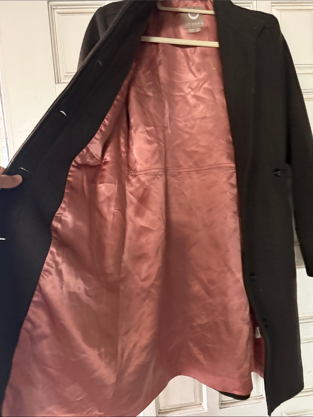 Stüssy Women’s Wool Blend Long Coat Brown High Collar Belted Size Large - Picture 8 of 15